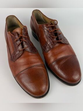 R. Martegani Italy Exotic Leather Alligator  Brown Dress Shoes Mens 10M